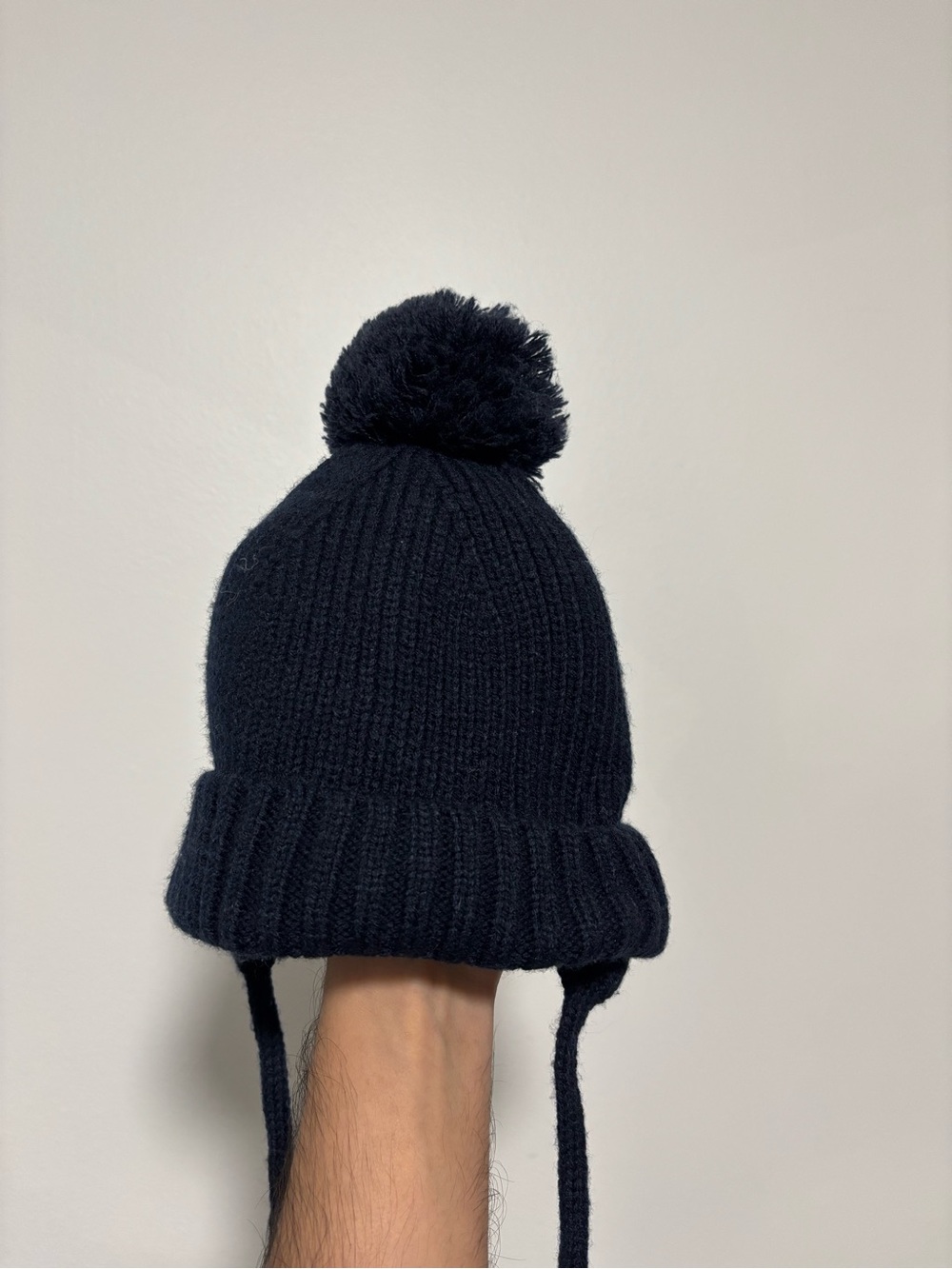 Zara Kids Navy Earflap Pom-Pom Beanie